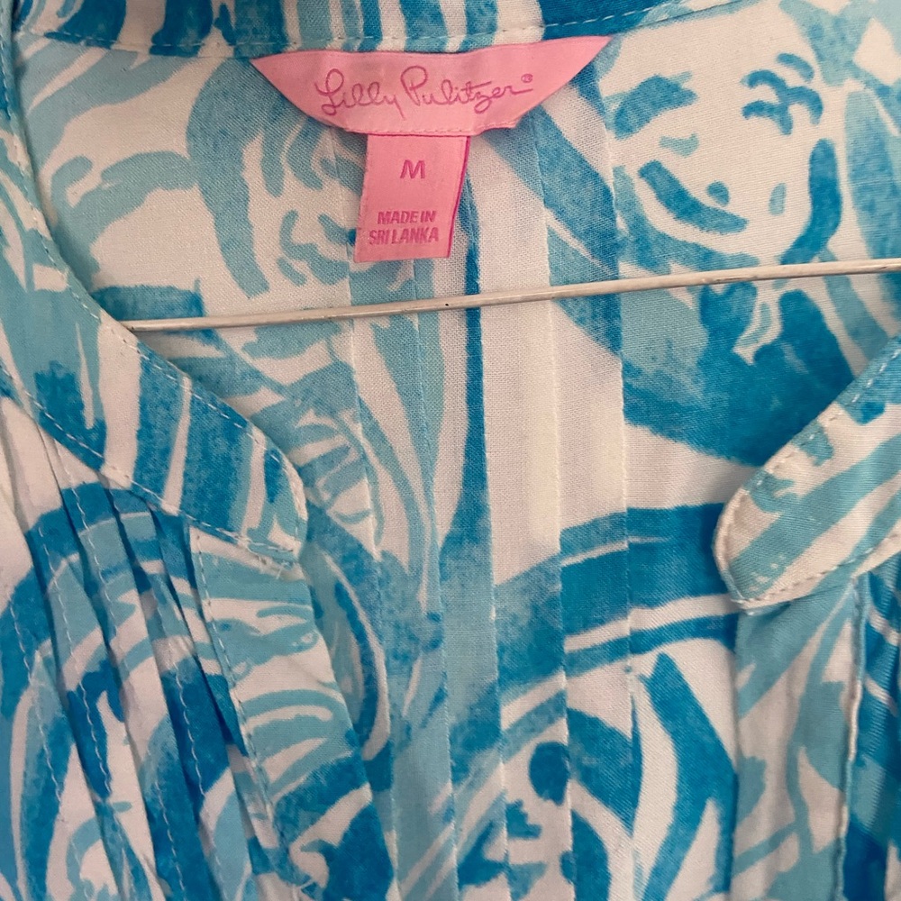 Lilly Pulitzer Blue & White Swirl Print Dress Medium - Picture 2 of 3